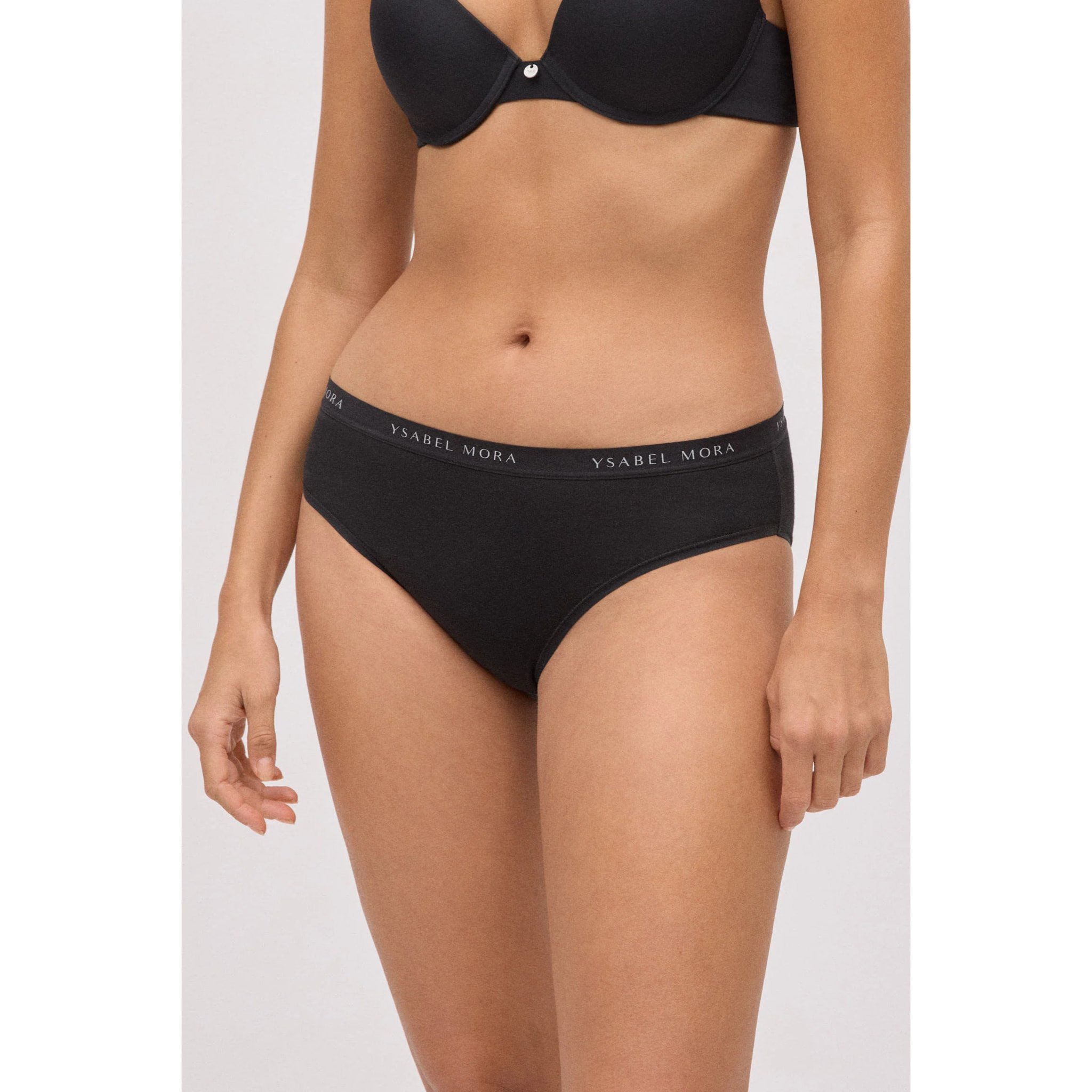 Confezione da 2 slip midi basico in cotone nero e grigio