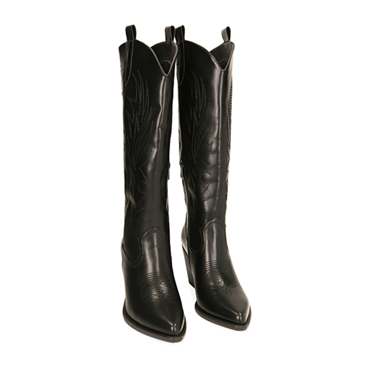 Botas tejanas negras, tacón de 8 cm
