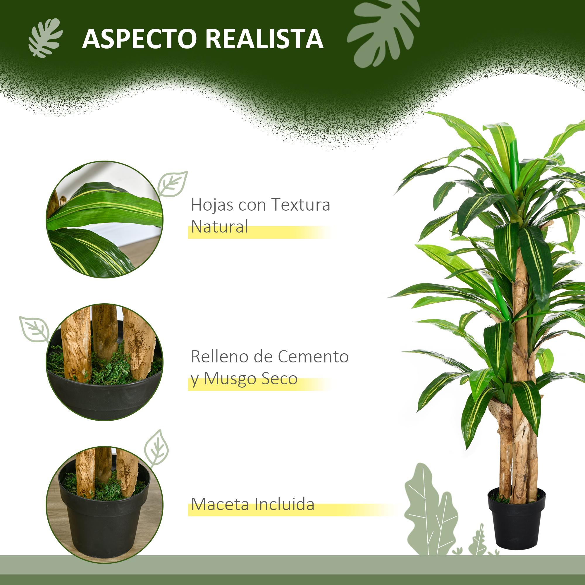 Dracaena Artificial de PP PE Cemento Ø20x160 cm Verde