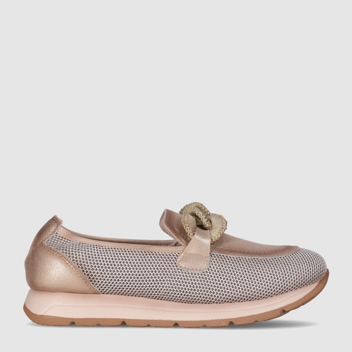 Zapatos de Piel - Oro - Tacón: Bajo