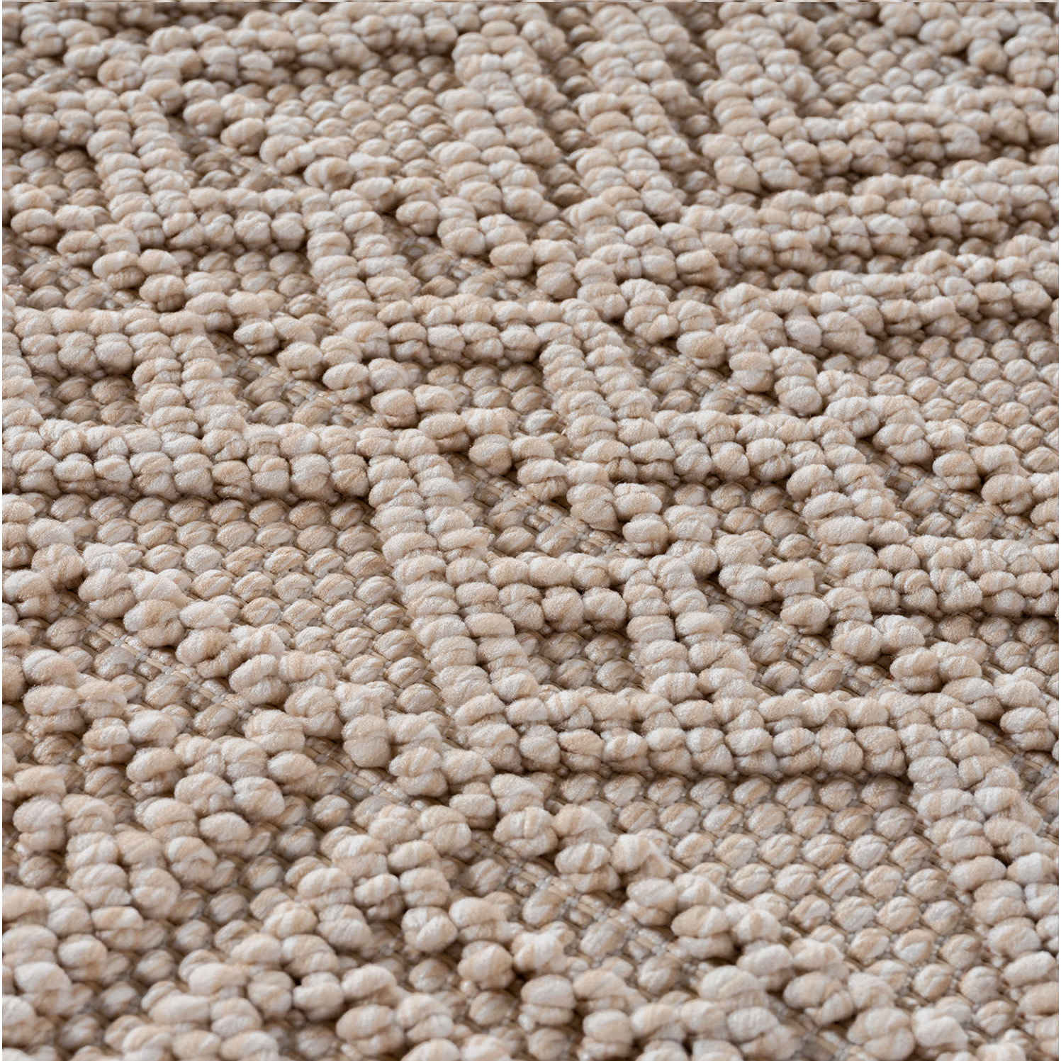 HELIX - Tapis moderne effet laine bouclé à motif berbère en relief beige
