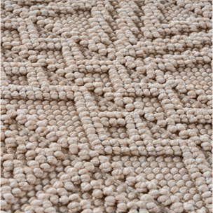 HELIX - Tapis moderne effet laine bouclé à motif berbère en relief beige