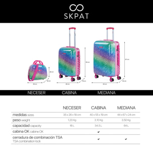 Maleta Cabina Y Neceser Skpat Shine Like A Star Fucsia