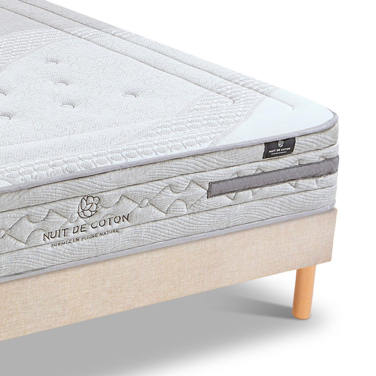 Ensemble Matelas Sérénade & Sommier Lino, 26 cm, Ressorts Ensachés Latex, Technologie Tri-Lattes, Soutien Ferme