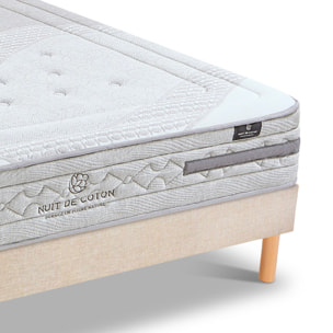 Ensemble Matelas Sérénade & Sommier Lino, 26 cm, Ressorts Ensachés Latex, Technologie Tri-Lattes, Soutien Ferme