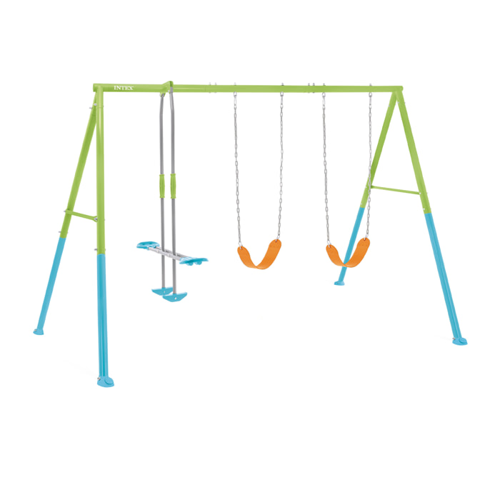 Intex Altalena Swing Set Colorata, Due Seggiolini e Dondolo, 343x249x203 cm