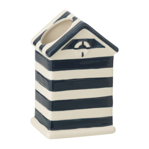 J-Line Cache-Pot Beach House - porcelaine - bleu/blanc - small - 2 pièces