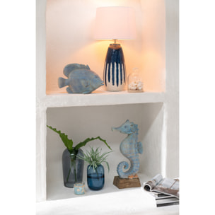 J-Line bougeoir Mer - verre - bleu/blanc - 2 pcs