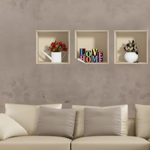 Stickers muraux 3D | Sticker Mural Autocollant effet 3D Love Home - Stickers adhésifs 3D Chambre Salon Trompe l'oeil