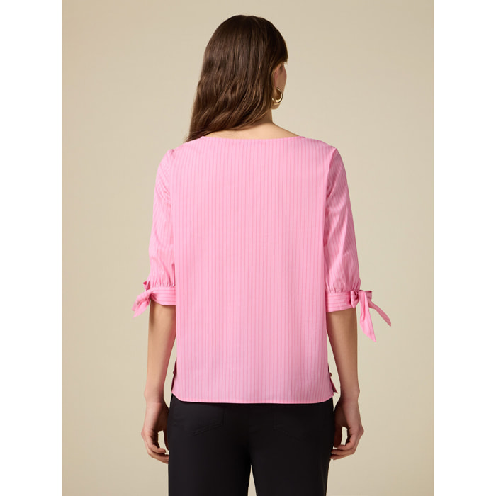 Oltre - Blusa de popelina con botones - Rosa