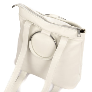 Arzago bolso mochila de piel auténtica Dollaro, con asa de diseño exclusivo anillo metal.