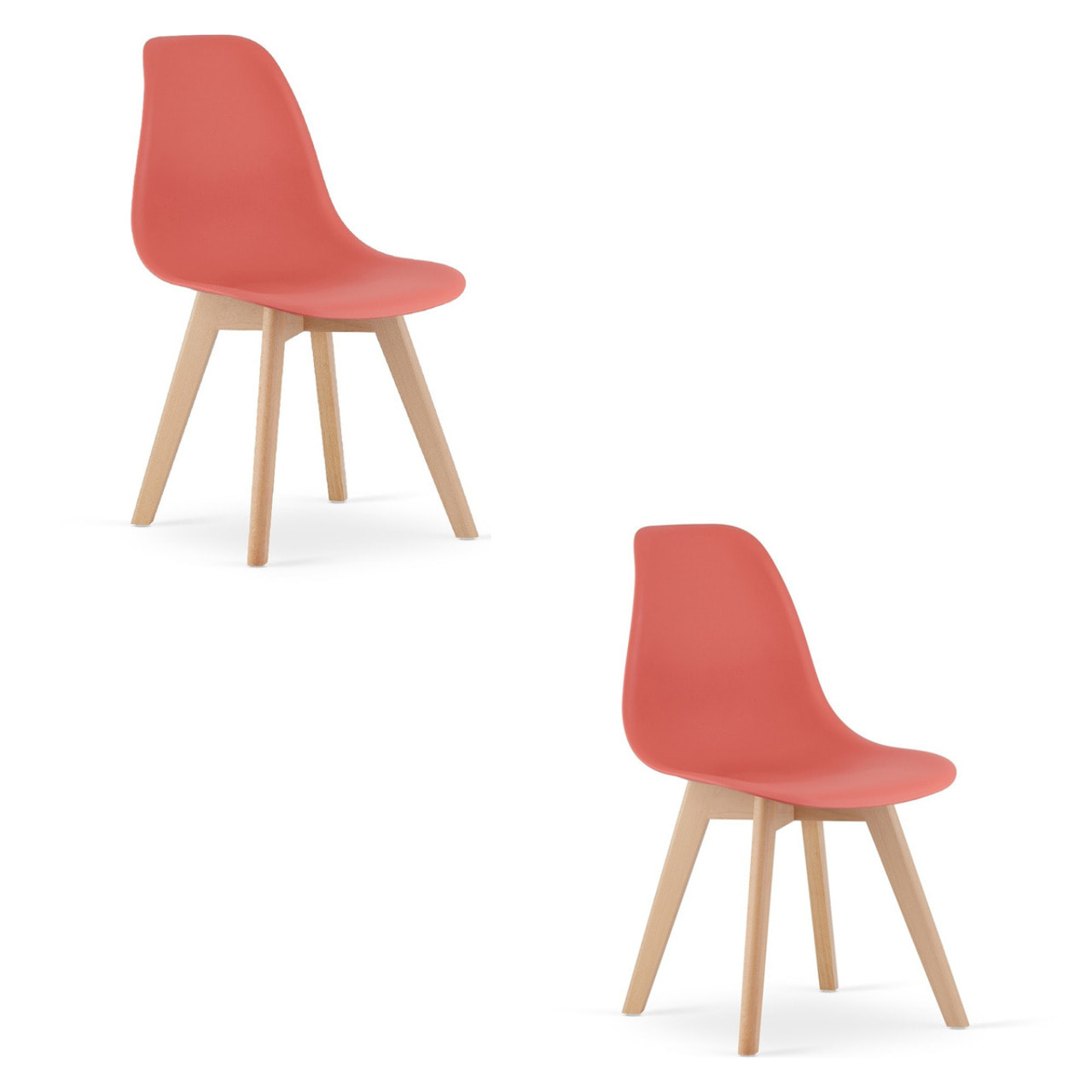 Set di 2 sedie Kito color cinabro con gambe in faggio