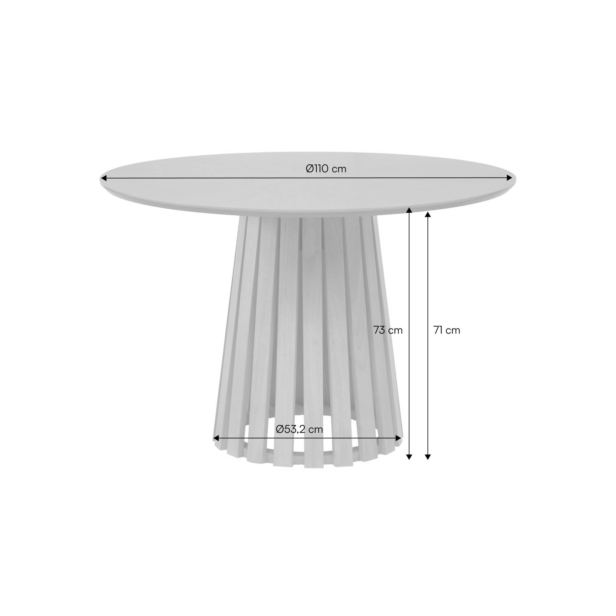 Table à manger ronde bois d'hévéa placage chêne 4 places ANGÈLE