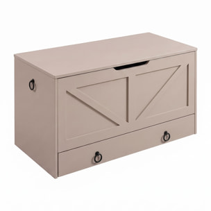 Kura - Cassapanca contenitore 100x50x40 cm Portaoggetti con Cerniere di Sicurezza e con Cassettiera in Legno Tortora
