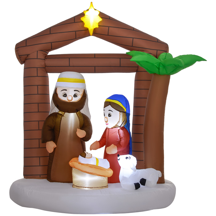 Belén Inflable Navideño Decoración Inflable Navideña con Luces LED e Inflador Hinchable Navidad para Exterior 150x90x185 cm Multicolor