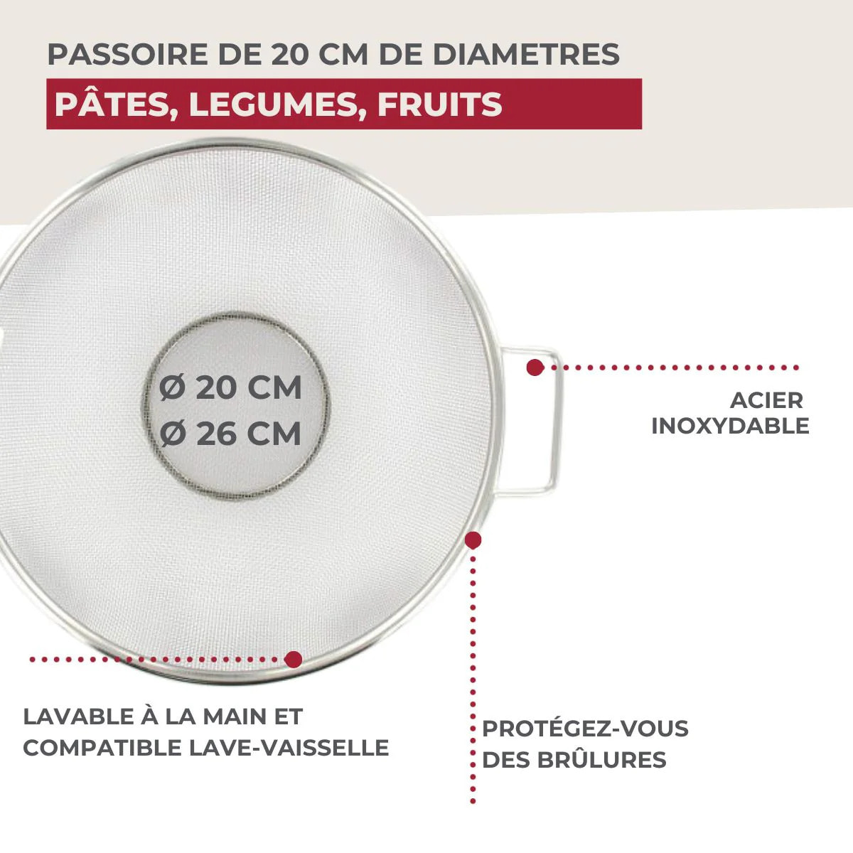 Set de 2 passoires inox 20 cm et 26 cm Fackelmann