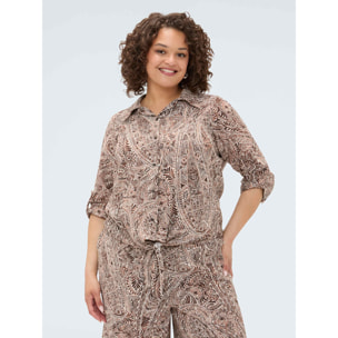 Fiorella Rubino - Camicia stampata con nodo - Marrone
