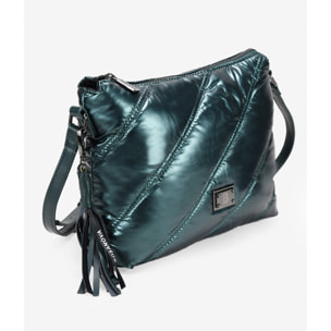 Bolso bandolera verde con cosido acolchado