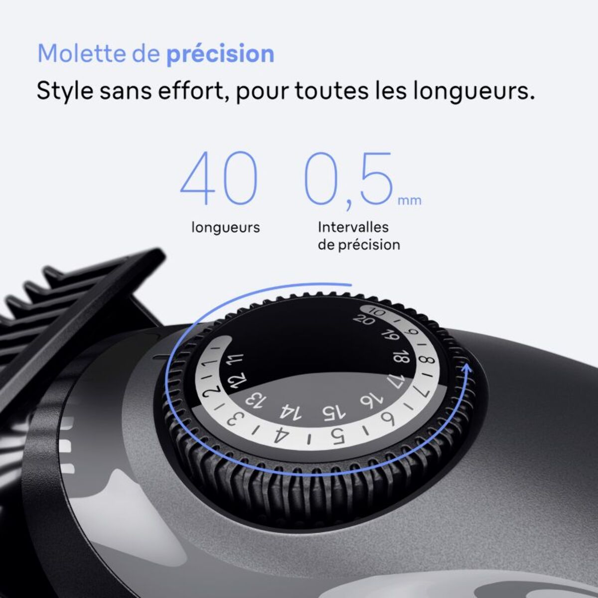 Tondeuse barbe BRAUN BT3560, molette réglable, 40 hauteurs de coupe, précision 0,5 mm, autonomie 50 mn