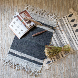 Tapis en cuir recyclé noir et gris 60x80cm