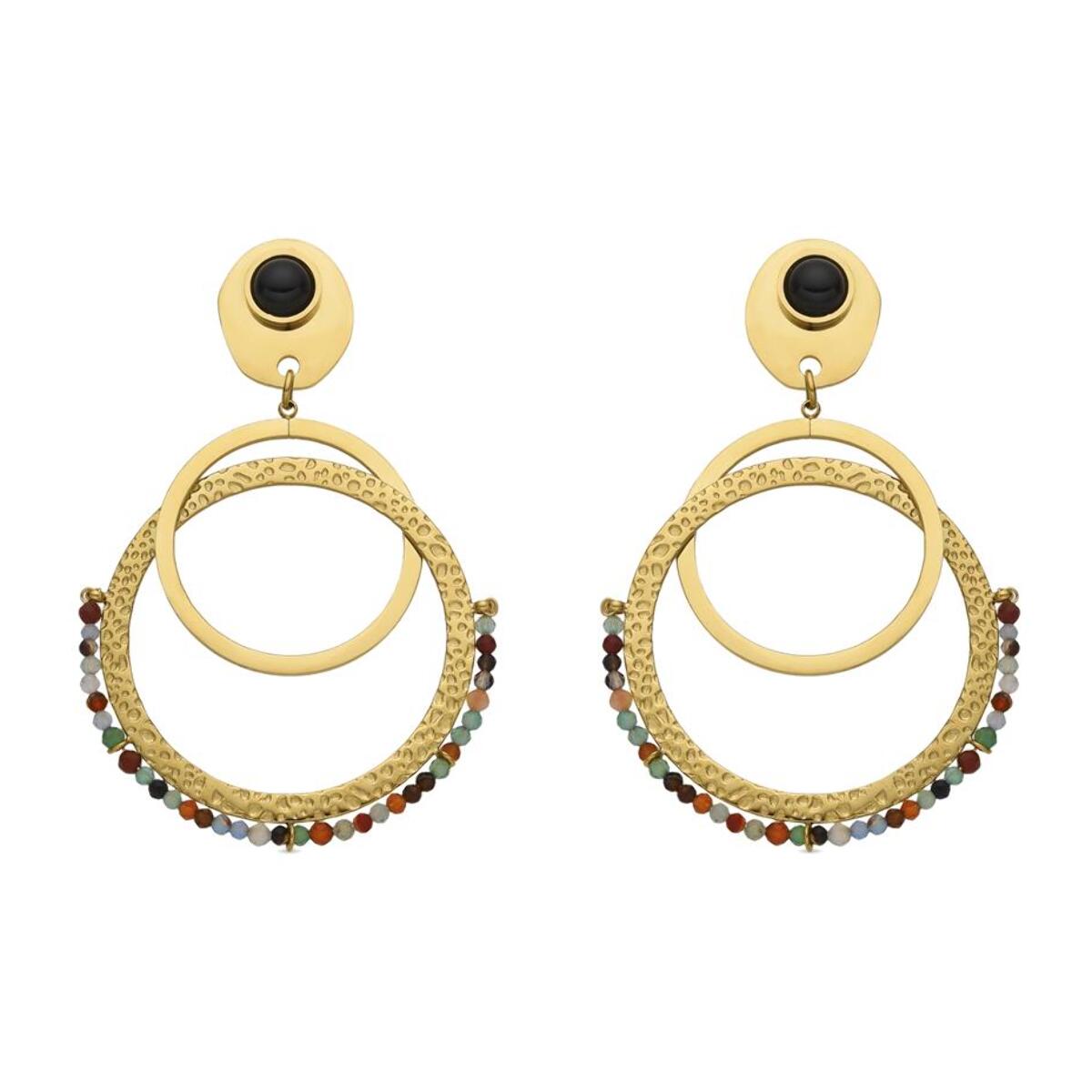 Pendientes con Cristal Multicolor acabado oro 18k