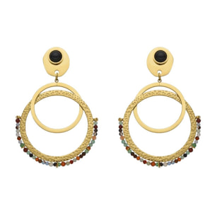 Pendientes con Cristal Multicolor acabado oro 18k