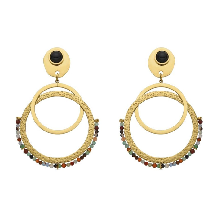 Pendientes con Cristal Multicolor acabado oro 18k