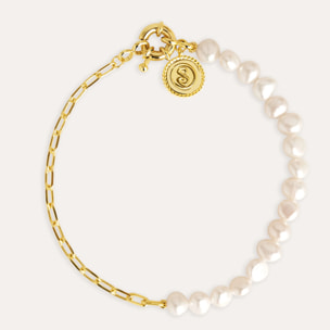 Pulsera Chic Pearl Acero Baño Oro