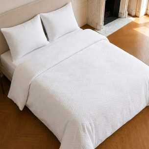 Couvre-lit matelassé réversible 100% polyester bicolore blanc - NAZIM