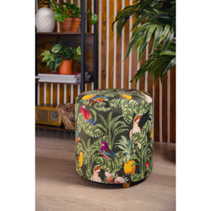 Pouf contenitore Excelsa Havana in velluto e legno 40x40x46 cm multicolore