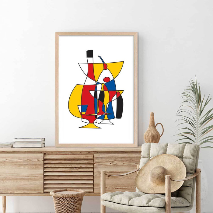 Affiche l'apero entre amis Affiche + cadre en bois - Chêne