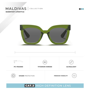 Gafas de Sol Maldivas Verde Hanukeii para hombre y mujer