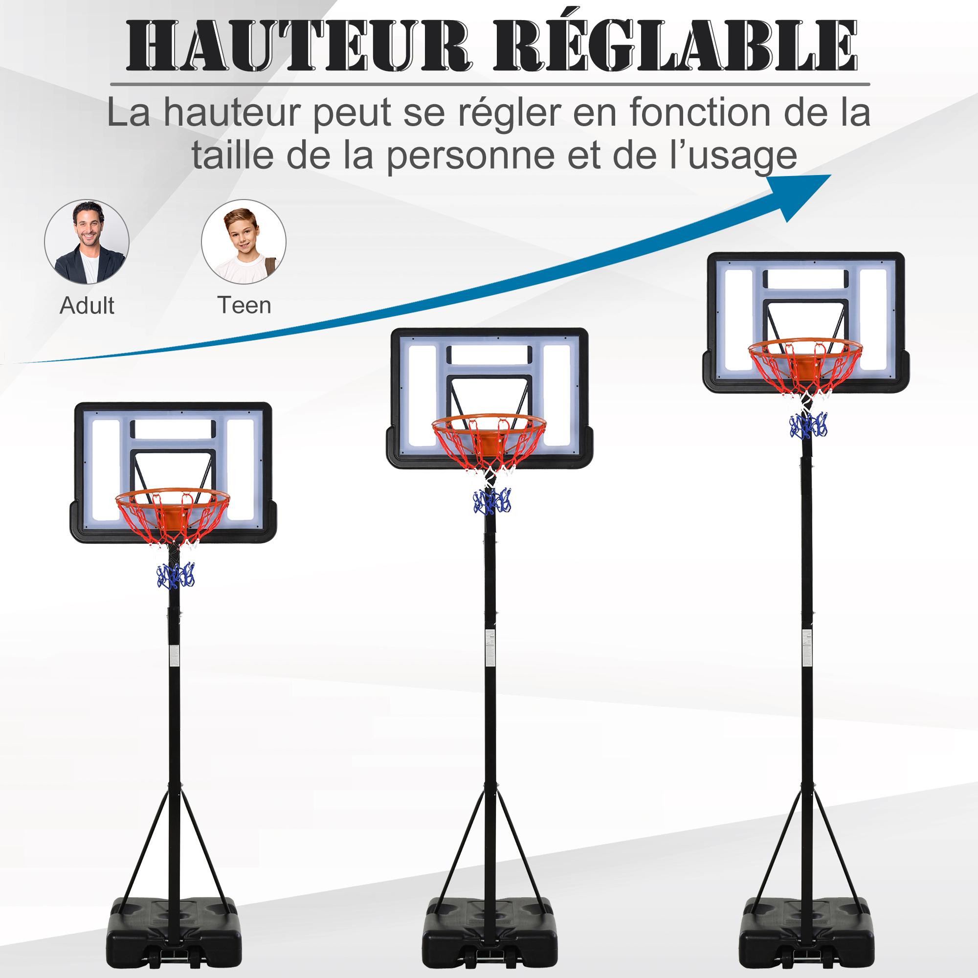 Panier de Basket-Ball sur pied hauteur réglable panier 3,02-3,52 m