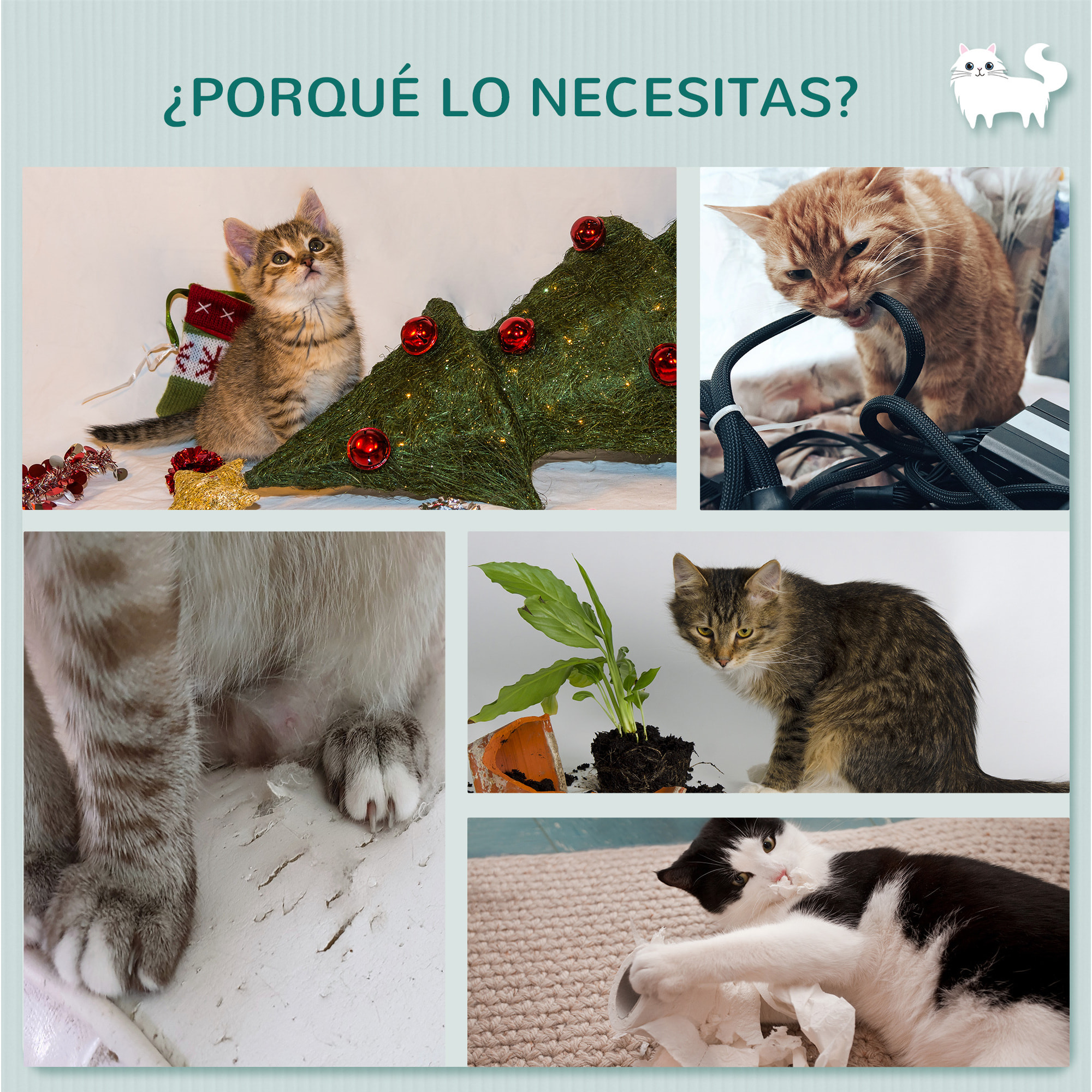 Estantes para Gatos de Pared de 3 Piezas Muebles de Pared para Gatos Centro de Actividades para Gatitos con Caseta Plataformas Hamaca Poste de Sisal y Cojines Suaves Blanco