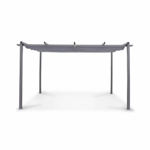 Pergola aluminium - Isla 3x4m -  Toile grise - Tonnelle idéale pour votre terrasse. toit rétractable. toile coulissante. structure aluminium