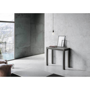 Console extensible 90x40/196 cm Everyday Small Evolution Gris Béton cadre Anthracite