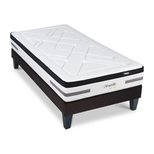 Ensemble Matelas Hybride Bellevue & Sommier KIT15, mémoire de forme et ressorts ensachés, technologie Tri-lattes, soutien ferme