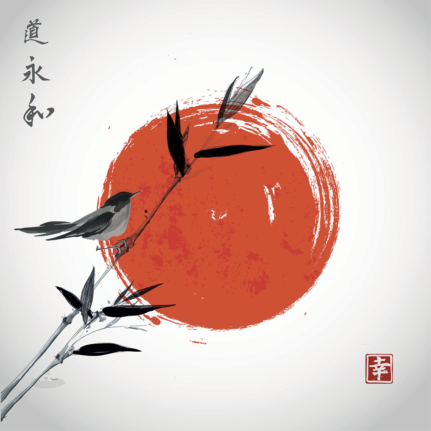 Tableau shinto et son rossignol Tableau plexiglas