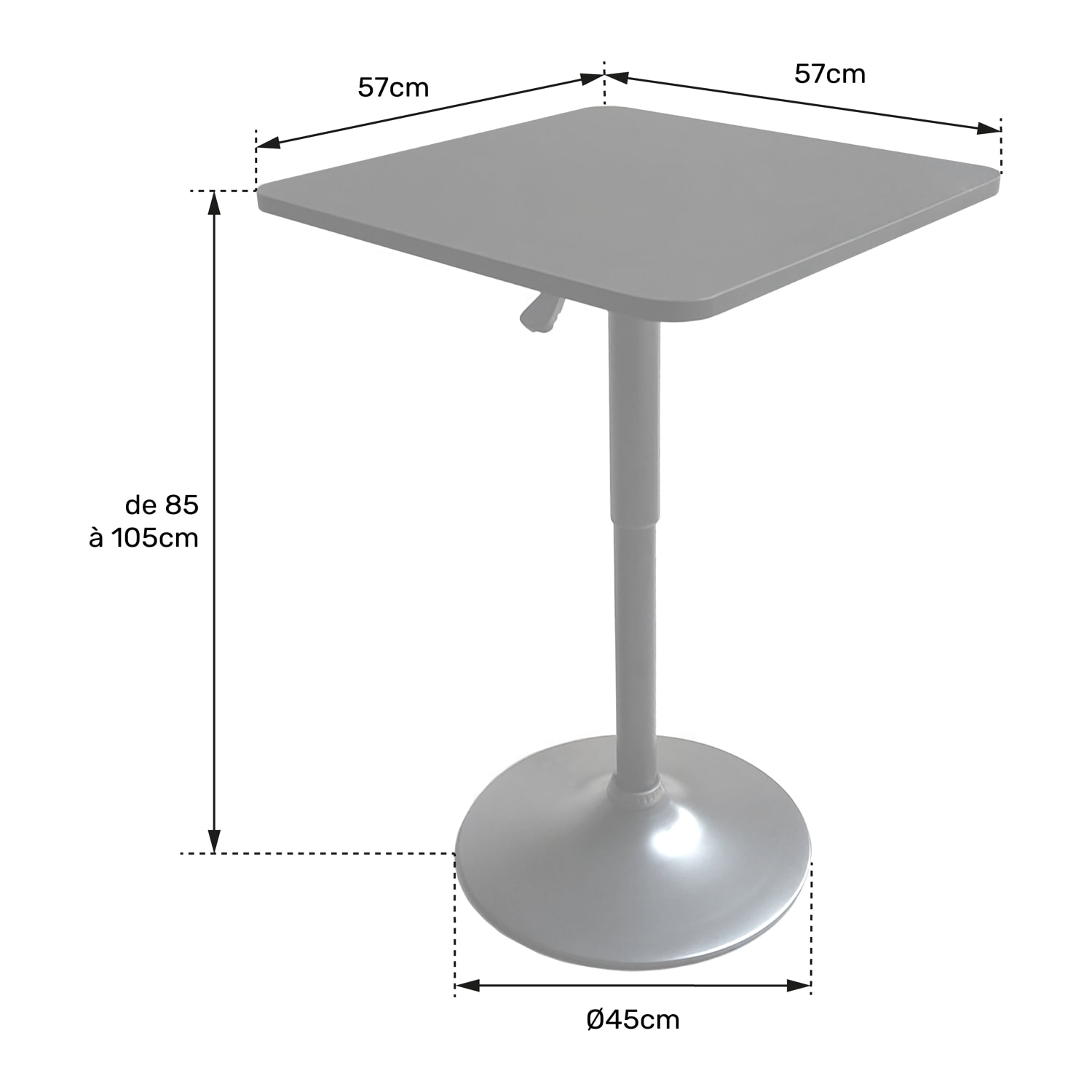 Table de bar carrée noire LUKE