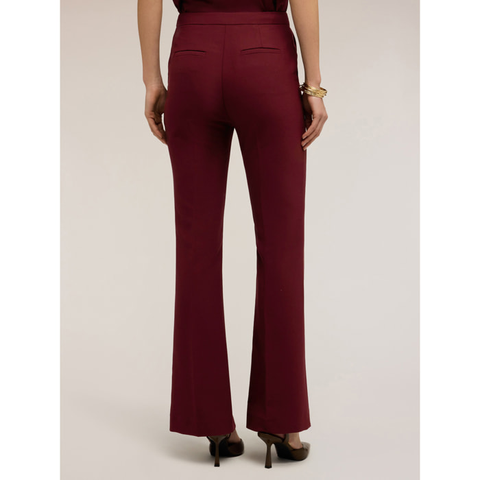 Motivi - Pantalones bootleg de poliviscosa - Burgundy