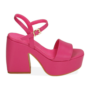 Sandalias fucsia, tacón-cuña 10,5 cm