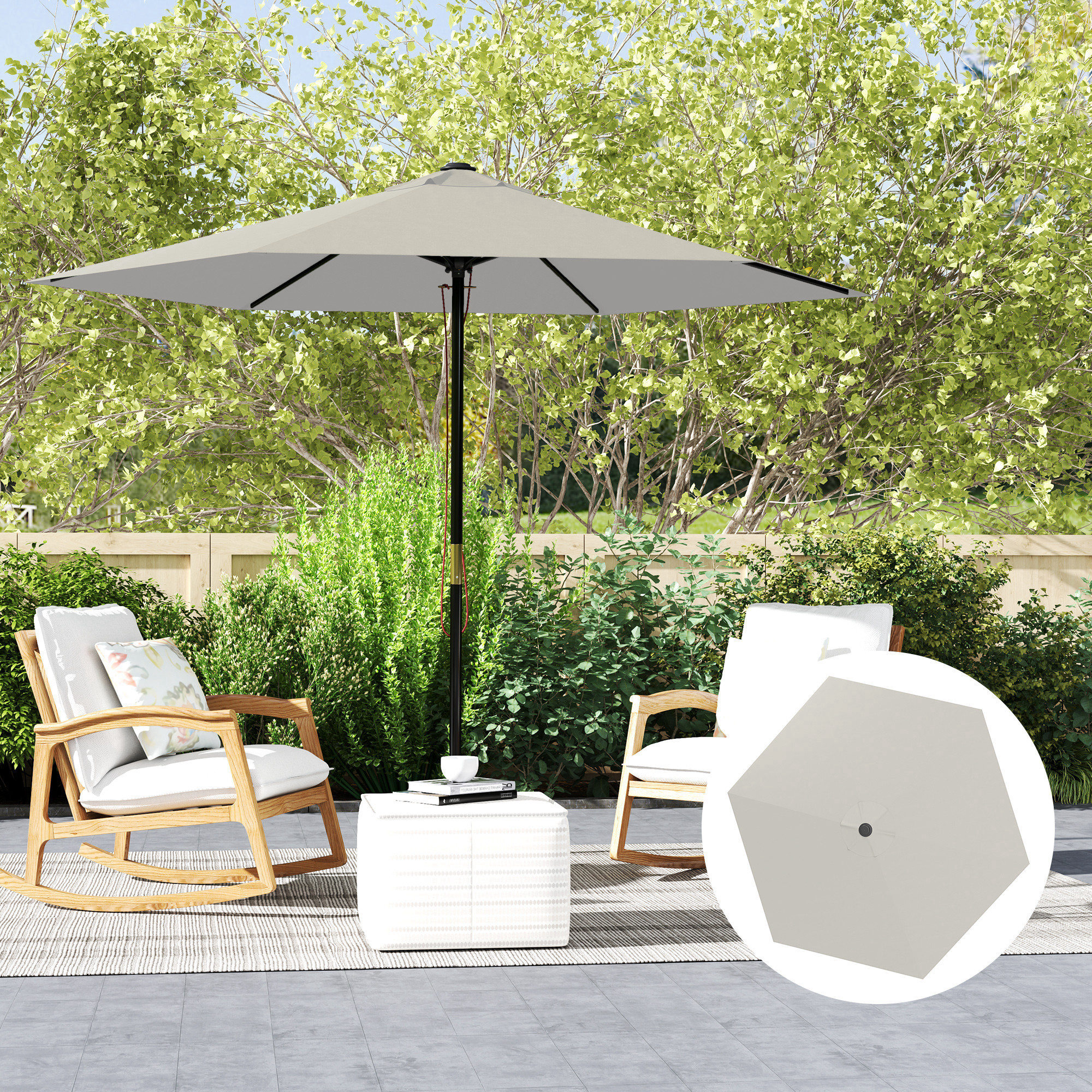Toldo de Recambio de Sombrilla de 3 m Toldo de Repuesto para Sombrilla de Patio con Ventilación Superior Protección UV 30+ Cubierta de Repuesto para Parasol de Poliéster para Exteriores Crema