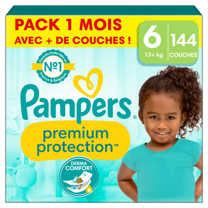 144 Couches Premium Protection Taille 6, 13kg +, Pampers