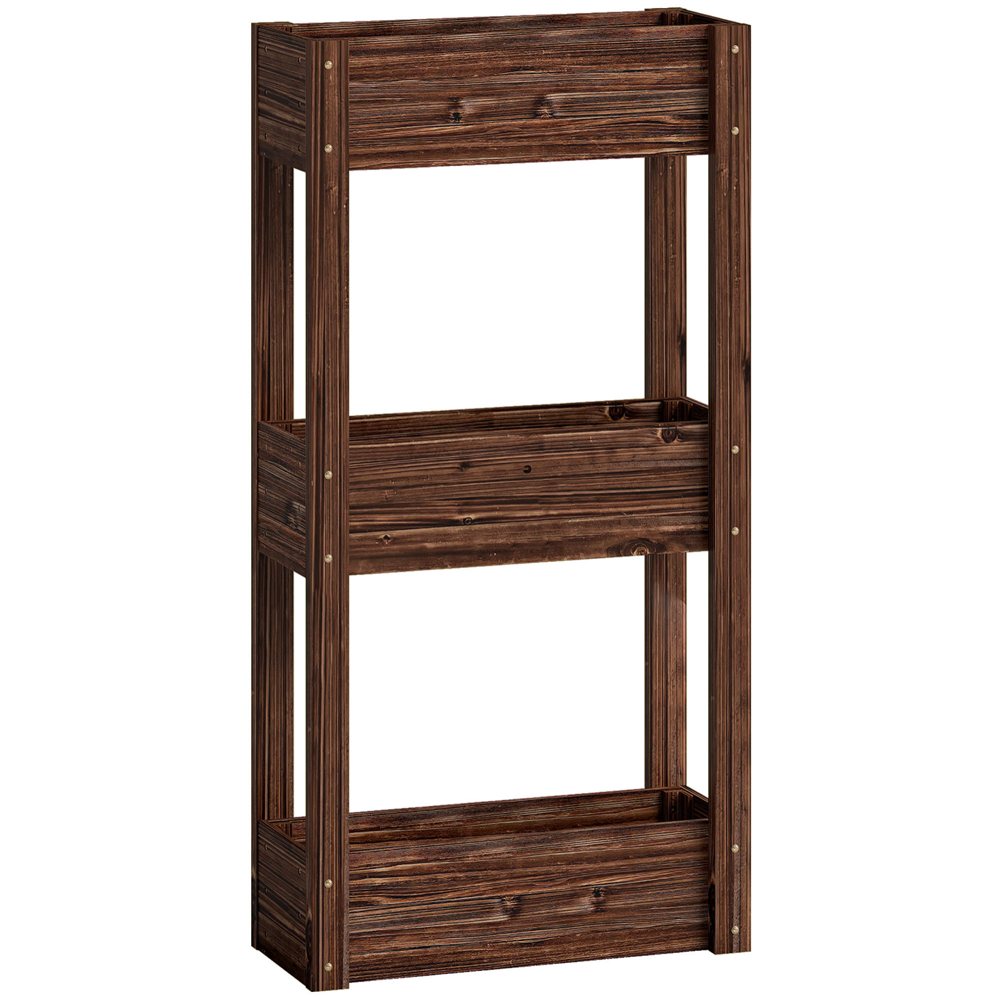 Jardinière bois traité carbonisation 3 niveaux dim. 60 x 25 x 120 cm