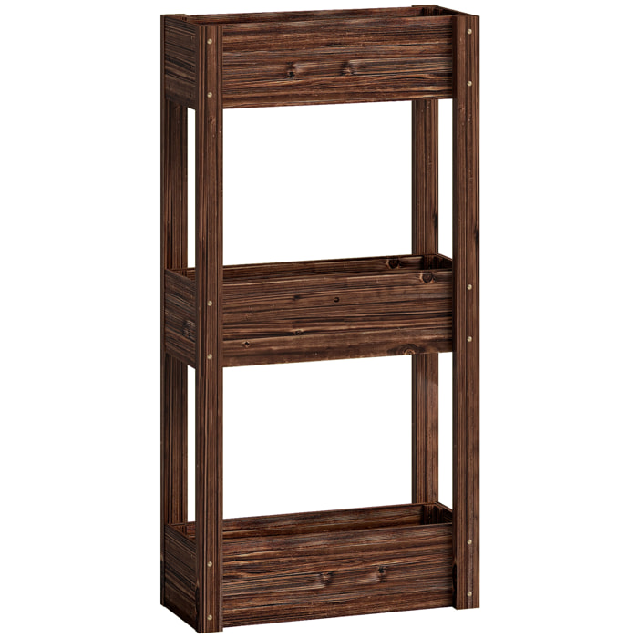 Jardinière bois traité carbonisation 3 niveaux dim. 60 x 25 x 120 cm