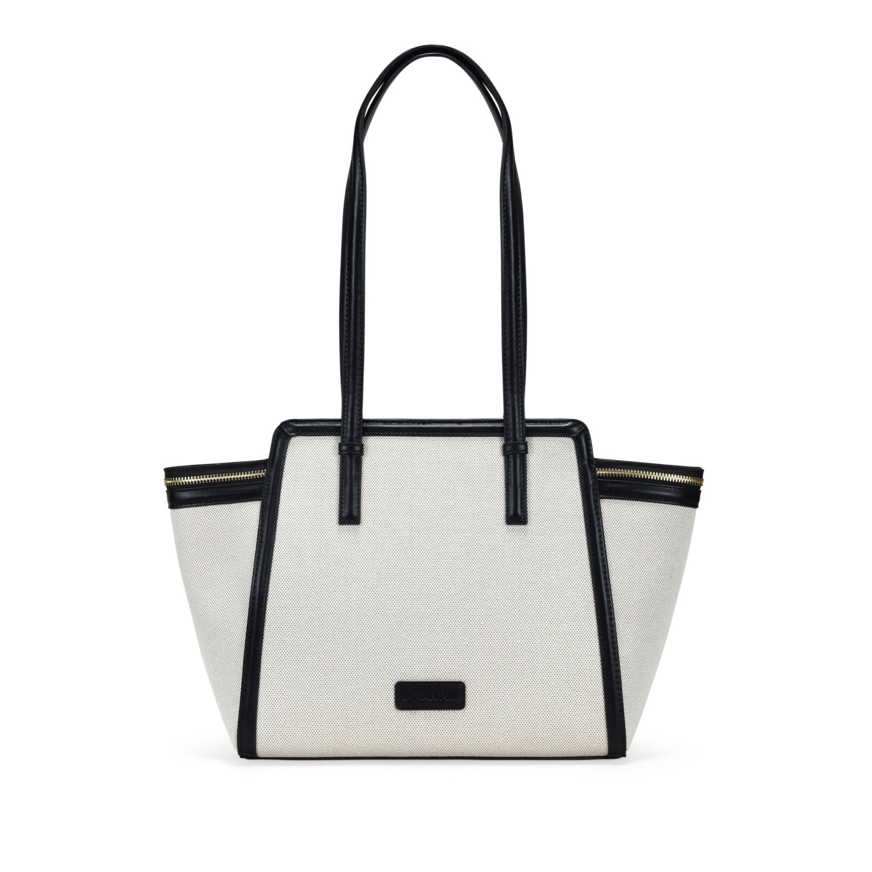 Bolso de hombro beige con cremalleras