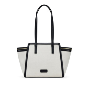 Bolso de hombro beige con cremalleras