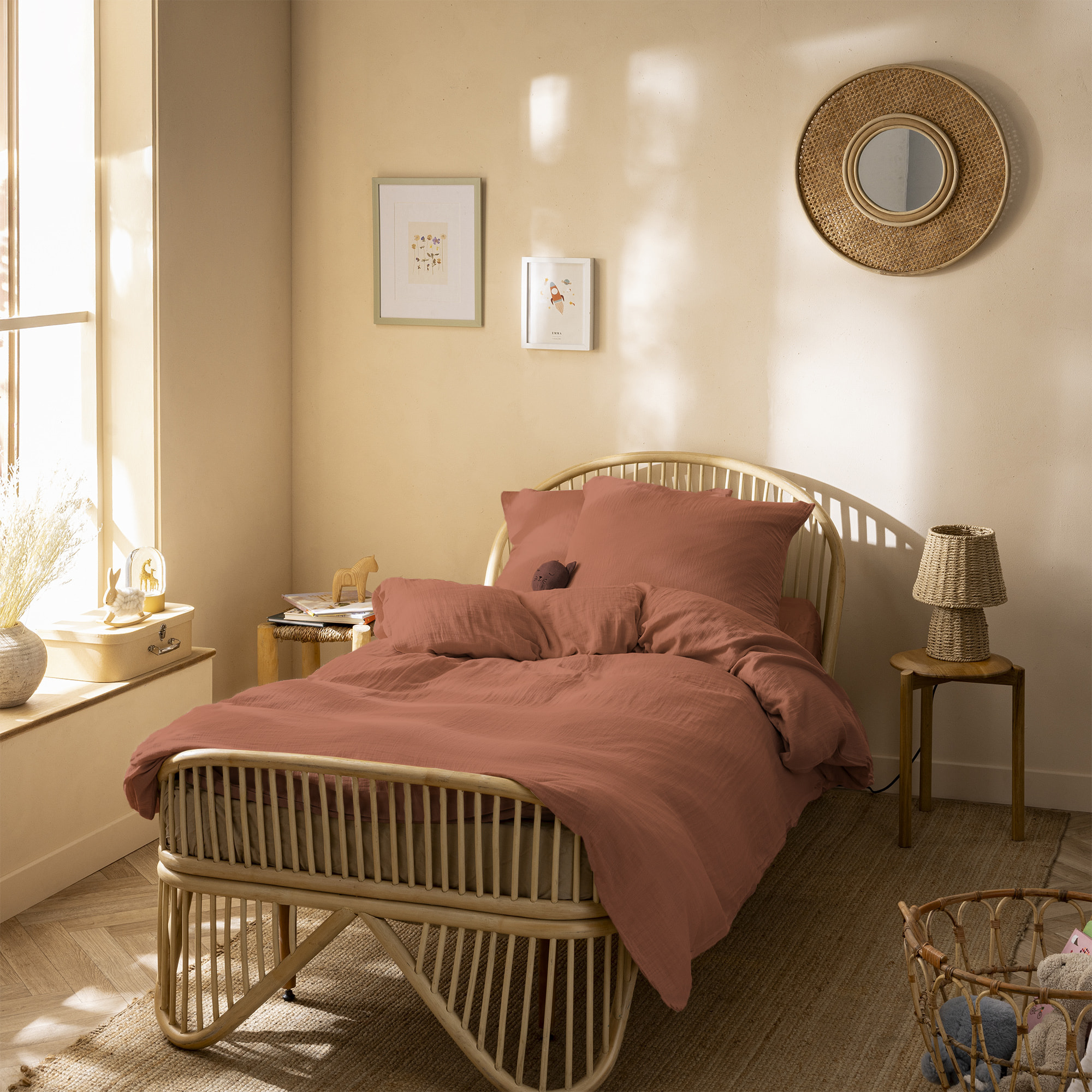 Parure de lit unie en coton, GAZE DE COTON