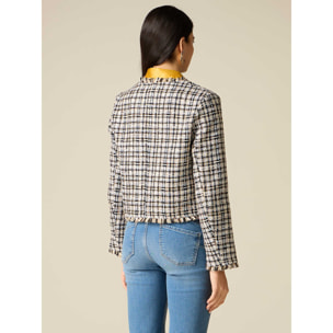 Oltre - Giacca corta in tweed con spilla - Oro