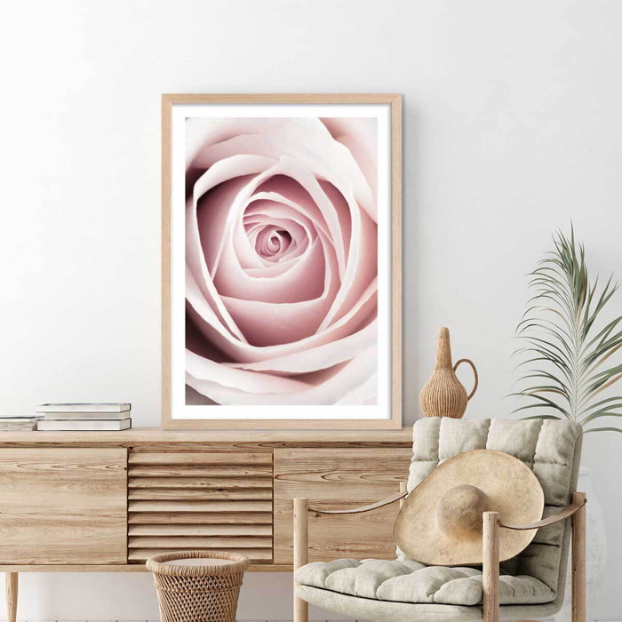 Affiche  coeur de roses Affiche + cadre en bois - Chêne